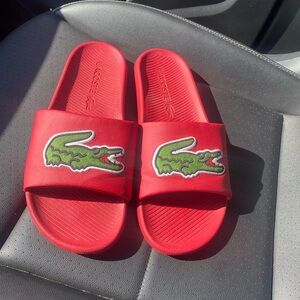 Mens Lacoste Red slides